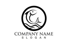 Fish jump logo animal vector