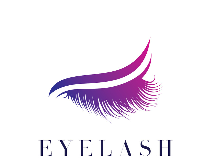 Luxurious and colorful eyelash extension logo.