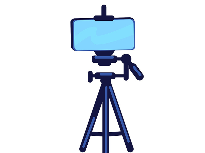 Phone on tripod flat color vector object