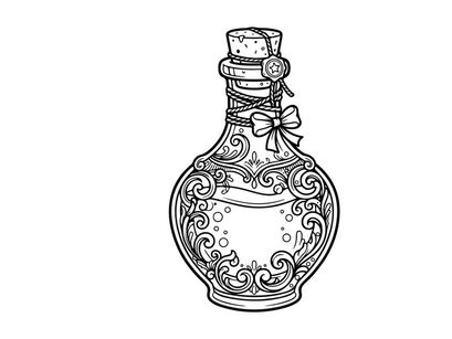 Elegant antique perfume bottle with intricate floral engravings. Vintage glass decanter for luxury fragrance or decorative display.