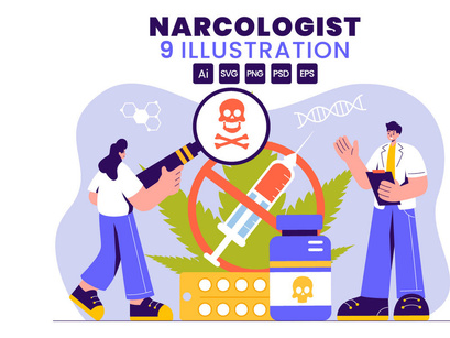 9 Narcologist Vector Illustration