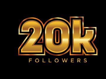 3d golden 20k followers social media celebration design. Vector illustration preview picture