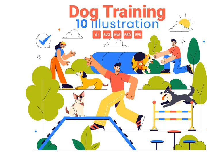 10 Dog Training Playground Illustration
