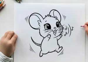 Cute mouse dancing joyfully vector illustration