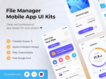 File Manager Mobile App UI Kits Template preview picture