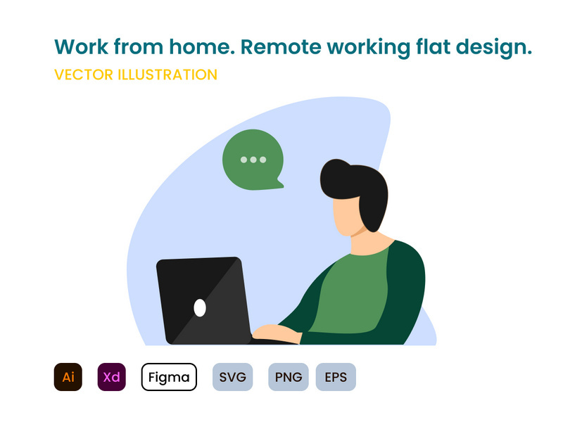 Work from home. Freelance job. Remote working flat modern design.