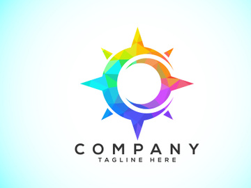 Polygonal Compass Concept Logo Design. Compass Low Poly Logo sign and symbol. Coastal icon preview picture