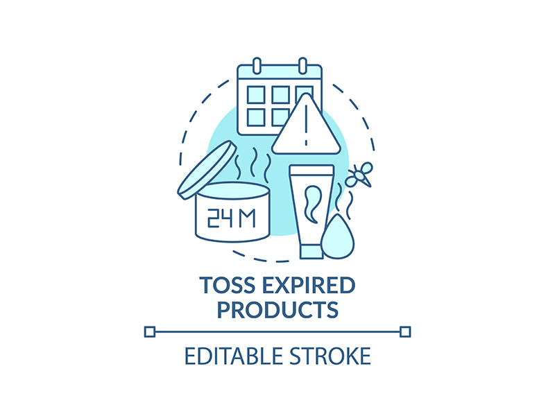 Toss expired products concept icon