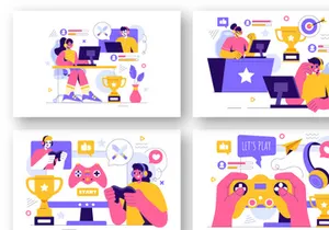 9 Virtual Reality E-sports Gamer Illustration