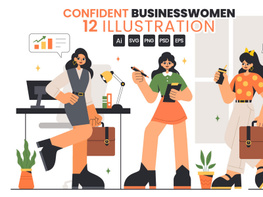 12 Confident Businesswomen Illustration preview picture