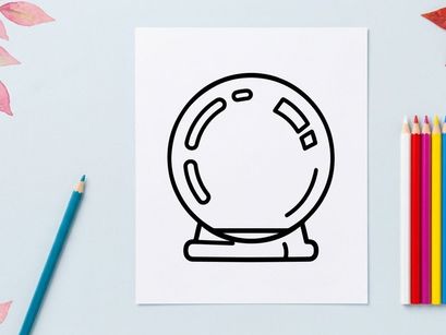 Crystal ball icon. Magic fortune teller sphere for divination and mystical predictions.