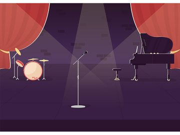 Jazz concert preparation flat color vector illustration preview picture