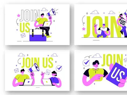10 Join Us Vector Illustration