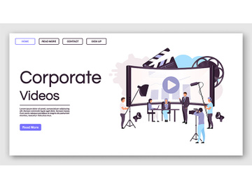 Corporate videos landing page vector template preview picture