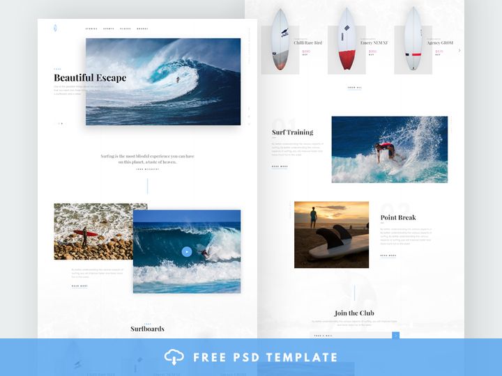Surfing Free Theme PSD
