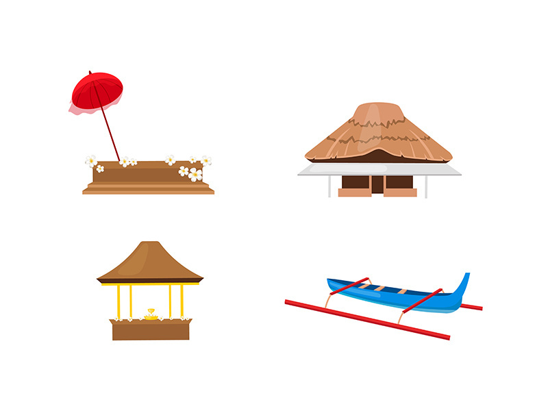Indonesian festivals flat color vector objects set