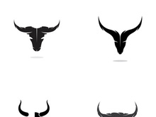 Retro vintage bull head horns logo.