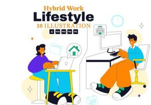 10 Hybrid Work Lifestyle Illustration