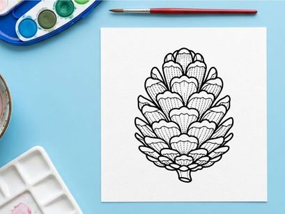 Close-up pine cone pada latar belakang putih. Detail botani alami untuk tema alam dan luar ruangan.