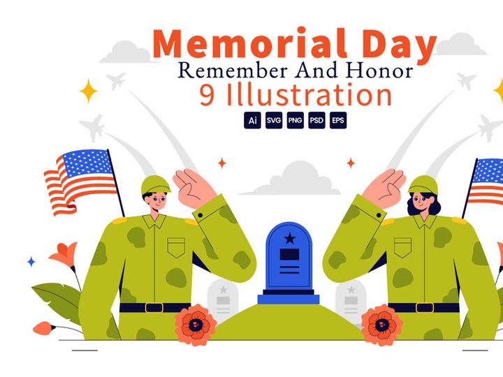 9 Patriotic Memorial Day Illustration