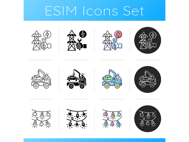 Accidents reducing service icons set