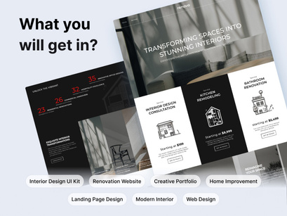 Renovo | Interior Design and Renovation Landing Page UI Kit