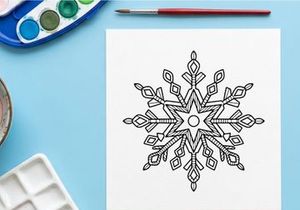 Hand-drawn snowflake icon for Christmas holiday greeting card and winter decoration design