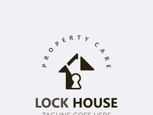 Lock House secure logo design, smart key home vector concept template