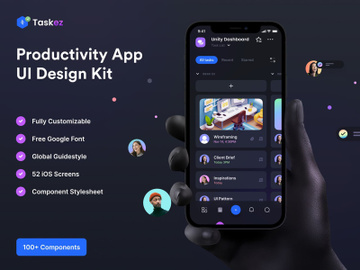 TaskEz Productivity App iOS UI Kit preview picture