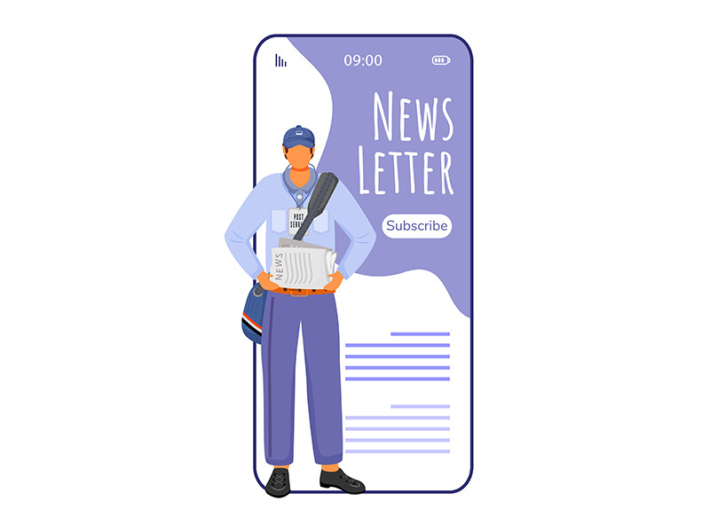 Newsletter cartoon smartphone vector app screen