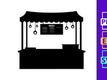 Asian street food stall silhouette