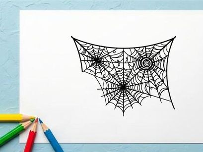 Komplexes Spinnennetz mit Tautropfen und Spiralmuster für Halloween-Deko