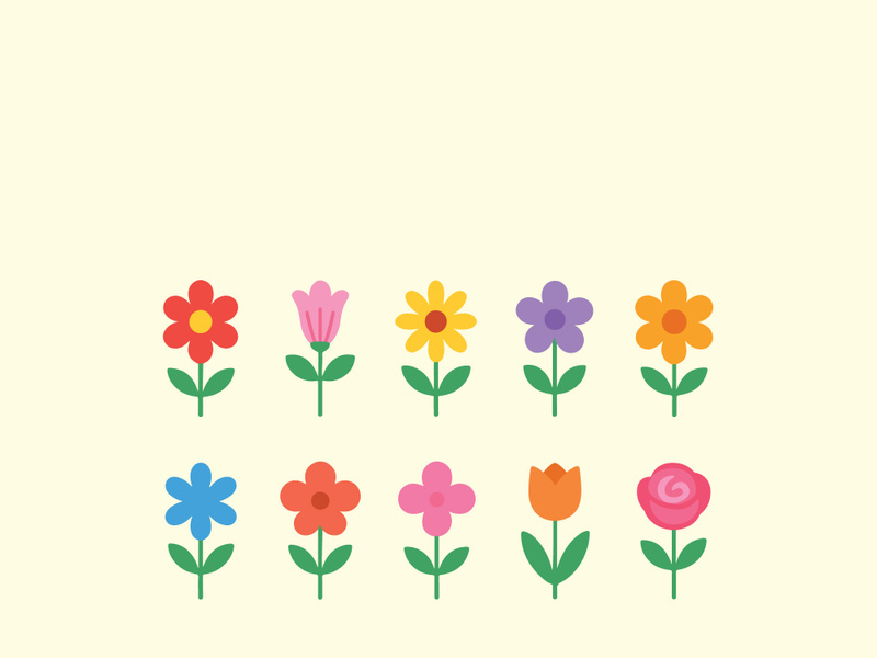 10 multi color flowers icon