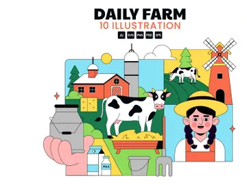 10 Daily Farm Illustration preview picture