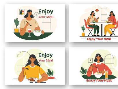 9 Enjoy Your Meal Vector Illustration