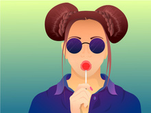 A beautiful girl suck lollipop vector