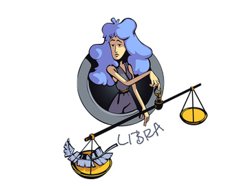 Libra zodiac sign woman flat cartoon vector illustration preview picture