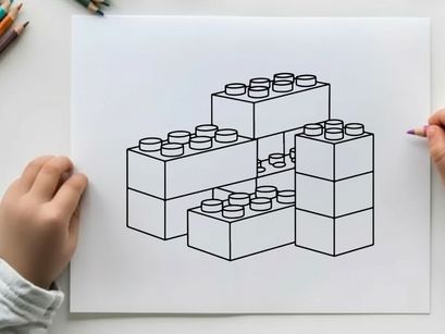 3D isometric blocks with cups vector illustration