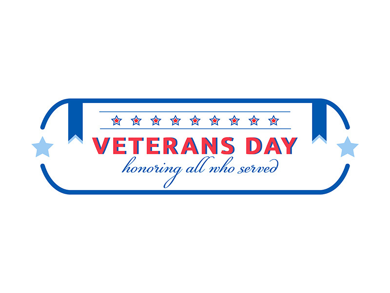 Celebrate Veterans Day flat color vector badge