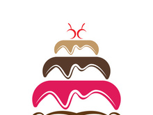 Sweet cake template logo design vector illustration of silhouette with cherries