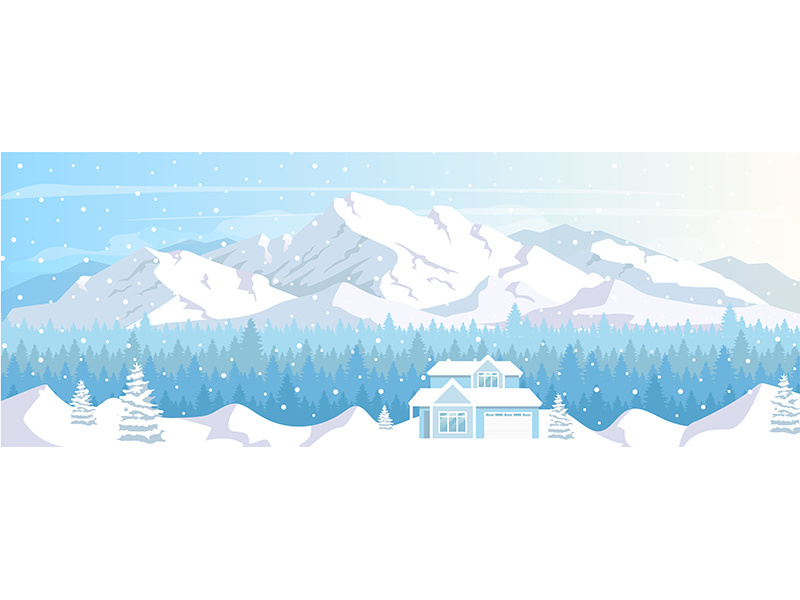 Ski resort house flat color vector illustration