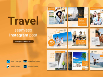 Travel Social Media Post - orange color theme preview picture