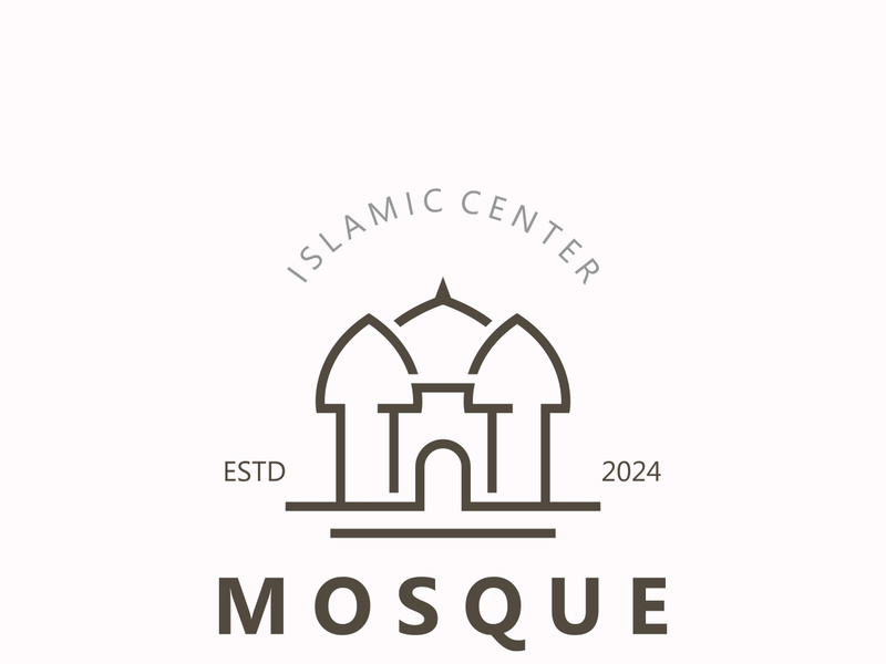 Mosque Logo design, simple islamic architecture, emblem symbol islamic center vector template