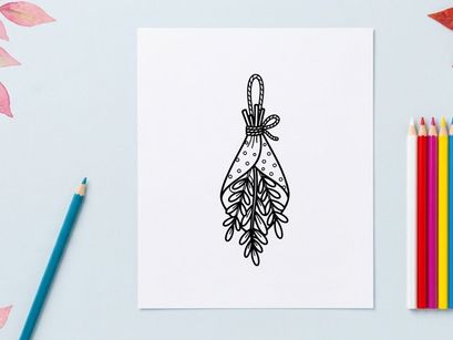 Amuleto de alho bulboso desenhado à mão para proteção. Feixe de ervas secas rústico com barbante para decoração de temporada assustadora.
