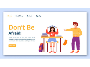 Don’t be afraid landing page vector template preview picture