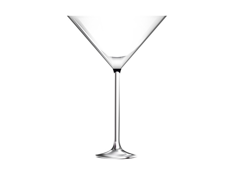 Empty martini glass realistic vector illustration