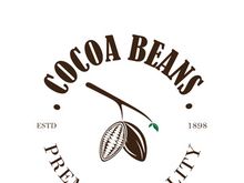 cocoa logo,cocoa bean,cocoa tree,cocoa branches and leaves,chocolate mix on white background,vintage,modern,simple,minimalist icon illustration template design vector