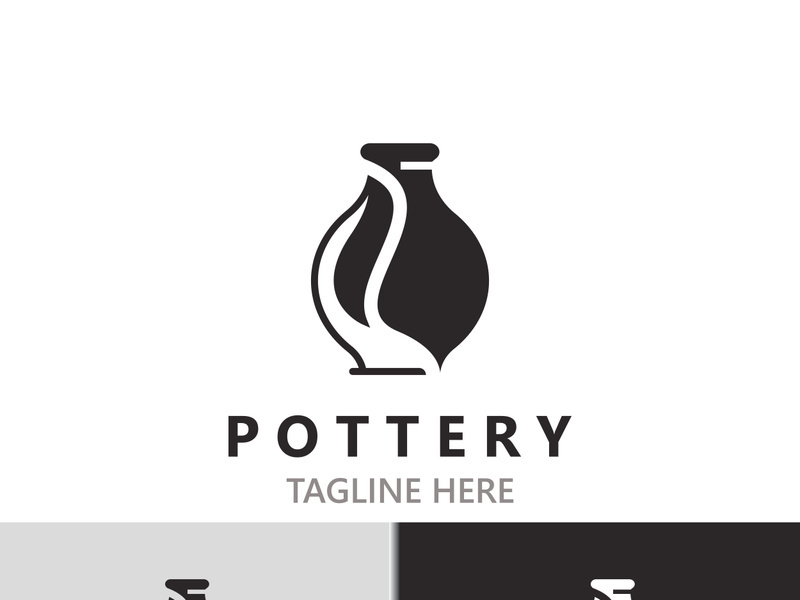 Pottery logo design handmade, creative traditional mug craft concept inspiration nature workshop