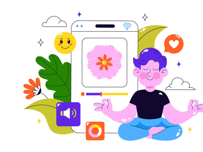 10 Mental Wellness Apps Illustration