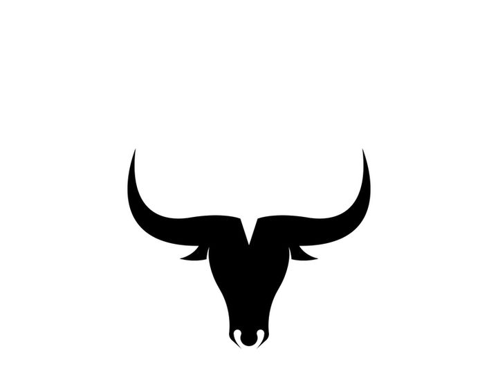 Retro vintage bull head horns logo.